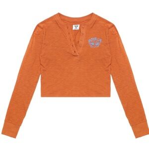 Orange Nutmeg Perspective Shift Crop Henley BOYS LIE long sleeve Top 69 on back